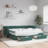 Sofa rozsuwana z szufladami, ciemnozielona, 80x200 cm, aksamit