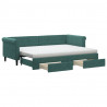 Sofa rozsuwana z szufladami, ciemnozielona, 80x200 cm, aksamit