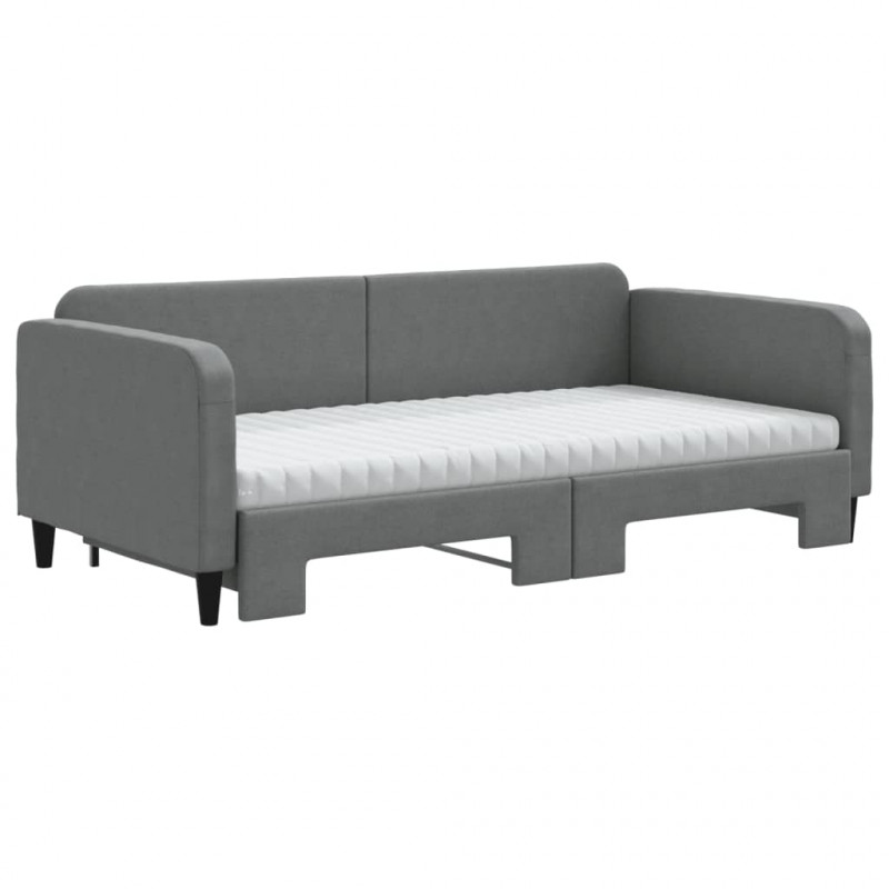 Sofa rozsuwana z materacami, ciemnoszara, 100x200 cm, tkanina