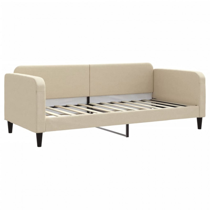 Sofa z materacem do spania, kremowa, 90x200 cm, tkanina