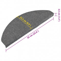 Samoprzylepne nakładki na schody, 15 szt., 65x22,5x3,5cm szare