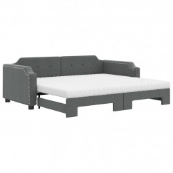 Sofa rozsuwana z materacami, ciemnoszara, 100x200 cm, tkanina