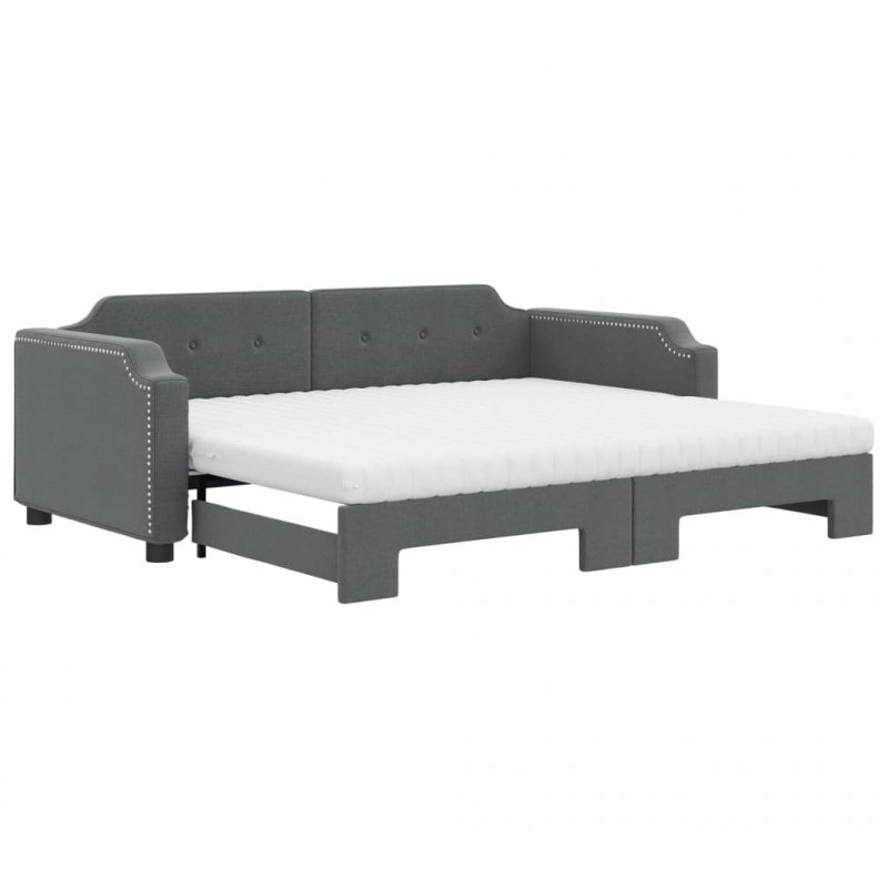 Sofa rozsuwana z materacami, ciemnoszara, 100x200 cm, tkanina