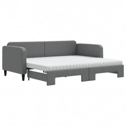 Sofa rozsuwana z materacami, ciemnoszara, 90x200 cm, tkanina