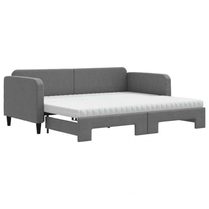Sofa rozsuwana z materacami, ciemnoszara, 90x200 cm, tkanina