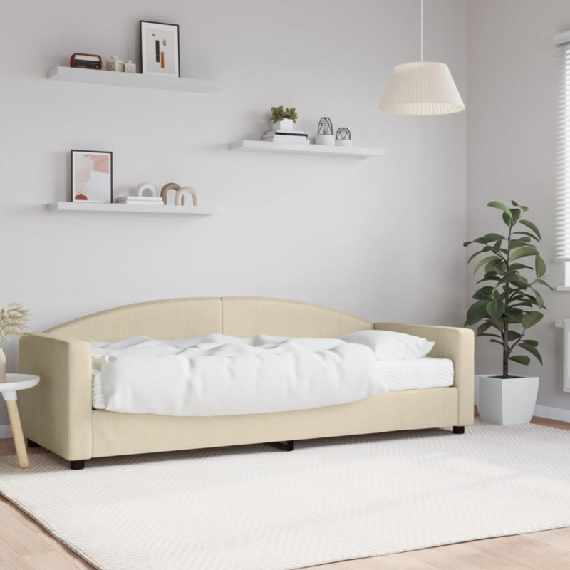 Sofa z materacem do spania, kremowa, 80x200 cm, tkanina
