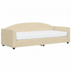 Sofa z materacem do spania, kremowa, 80x200 cm, tkanina