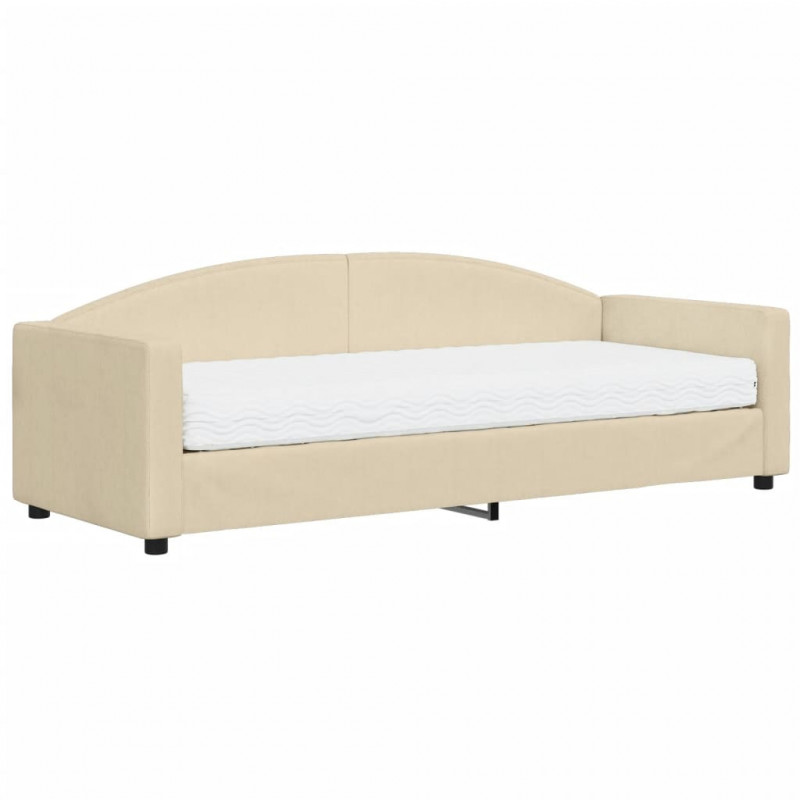 Sofa z materacem do spania, kremowa, 80x200 cm, tkanina