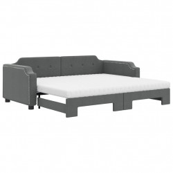 Sofa rozsuwana z materacami, ciemnoszara, 90x200 cm, tkanina