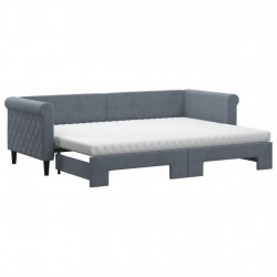 Sofa rozsuwana z materacami, ciemnoszara, 80x200 cm, aksamit