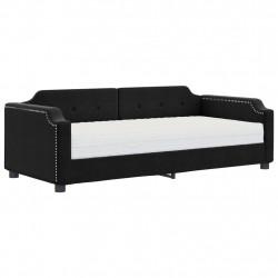 Sofa z materacem do spania, czarna, 90x200 cm, tkanina