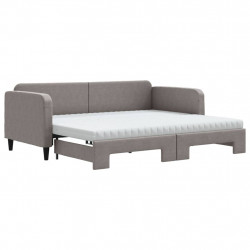 Sofa rozsuwana z materacami, kolor taupe, 90x200 cm, tkanina