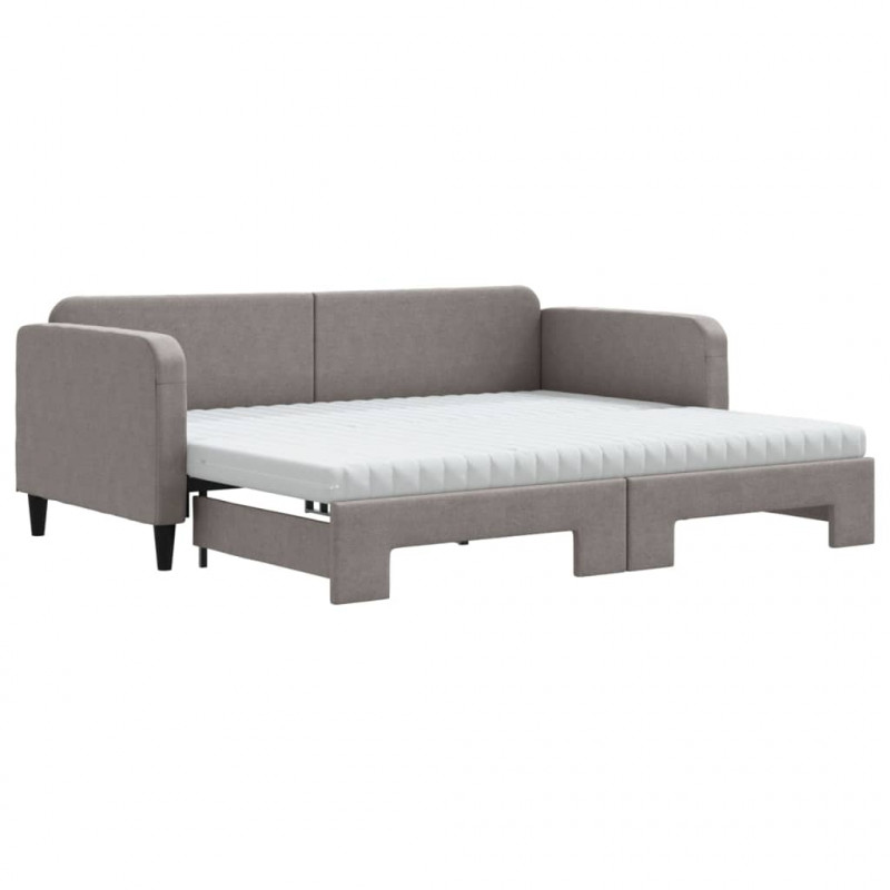 Sofa rozsuwana z materacami, kolor taupe, 90x200 cm, tkanina