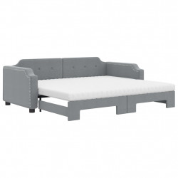 Sofa rozsuwana z materacami, jasnoszara, 80x200 cm, tkanina