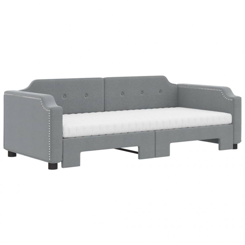 Sofa rozsuwana z materacami, jasnoszara, 80x200 cm, tkanina