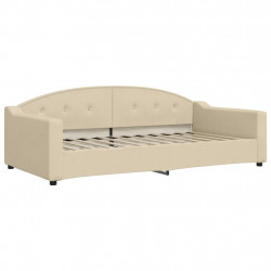 Sofa rozsuwana z materacami, kremowa, 100x200 cm, tkanina