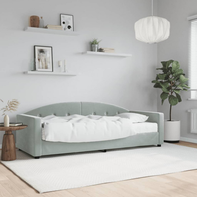 Sofa z materacem do spania, jasnoszara, 80x200 cm, aksamit
