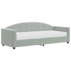 Sofa z materacem do spania, jasnoszara, 80x200 cm, aksamit