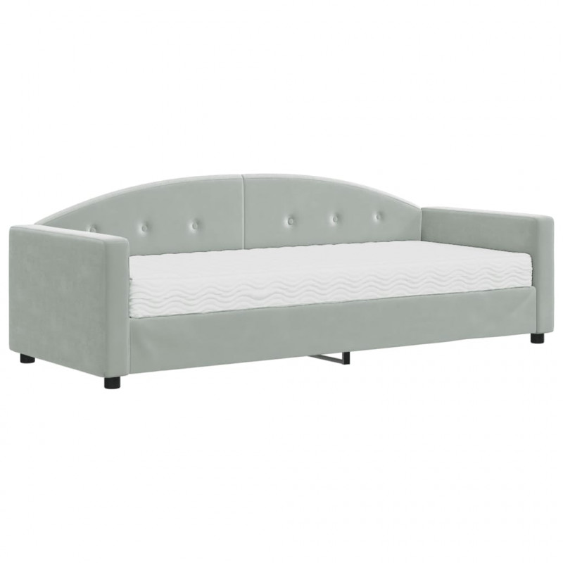 Sofa z materacem do spania, jasnoszara, 80x200 cm, aksamit