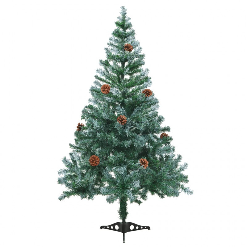 Sztuczna, oszroniona choinka, lampki, bombki i szyszki, 150 cm