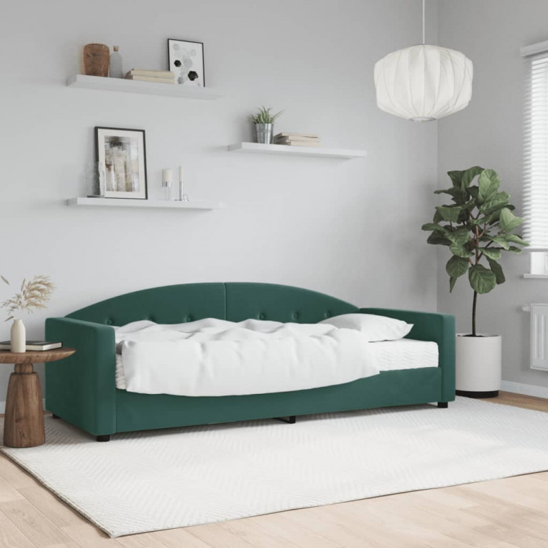 Sofa z materacem do spania, ciemnozielona, 80x200 cm, aksamit