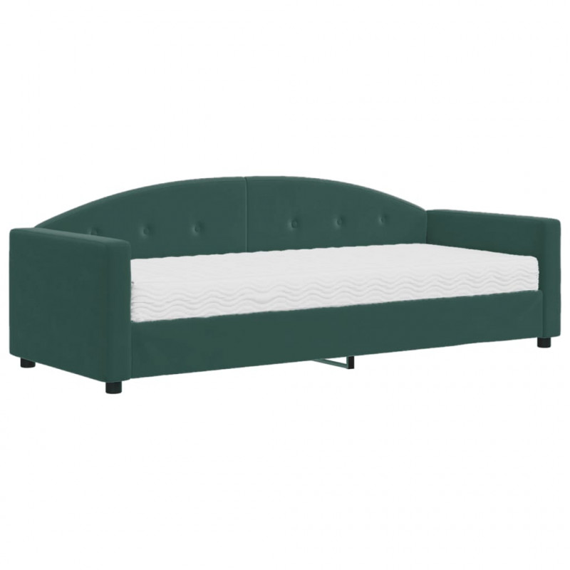 Sofa z materacem do spania, ciemnozielona, 80x200 cm, aksamit