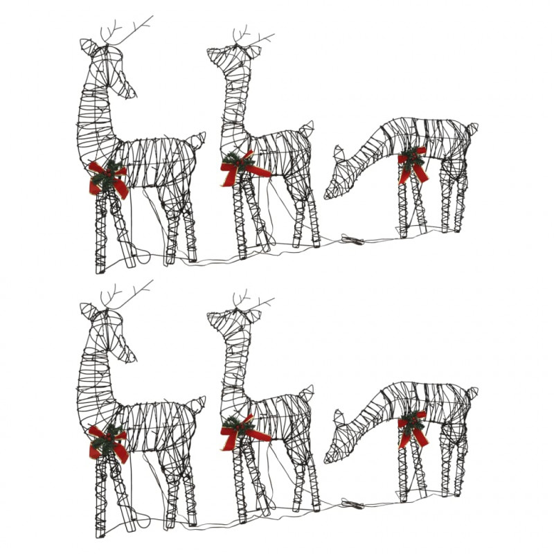 Rodzina reniferów, 2 szt., 180 ciepłych białych LED, rattan