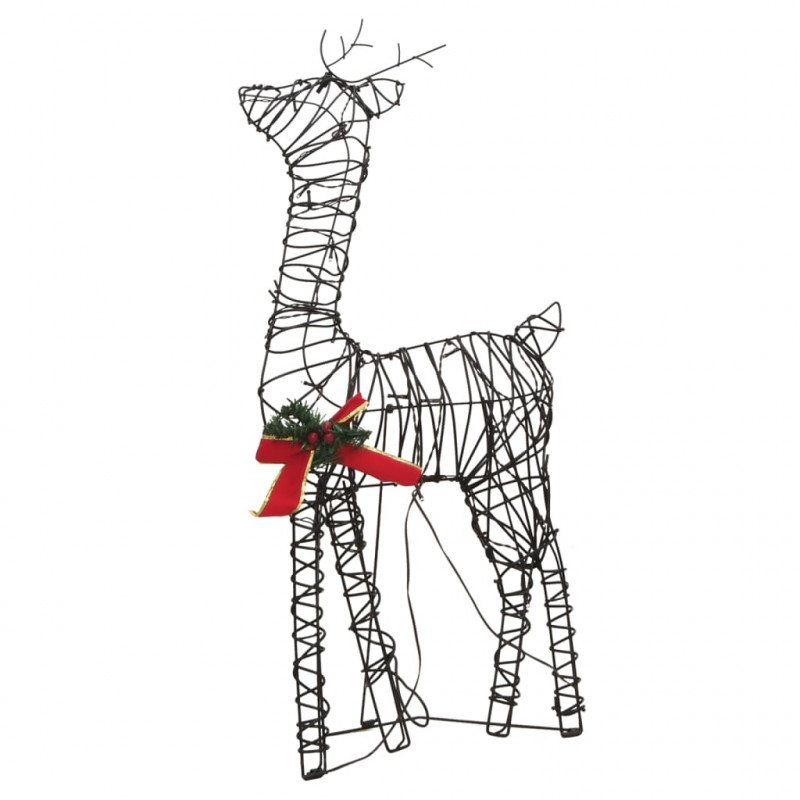 Rodzina reniferów, 2 szt., 180 ciepłych białych LED, rattan