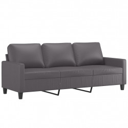3-osobowa sofa, szara, 180 cm, sztuczna skóra