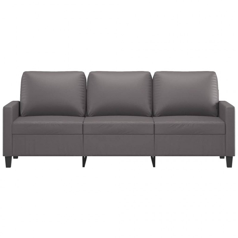 3-osobowa sofa, szara, 180 cm, sztuczna skóra