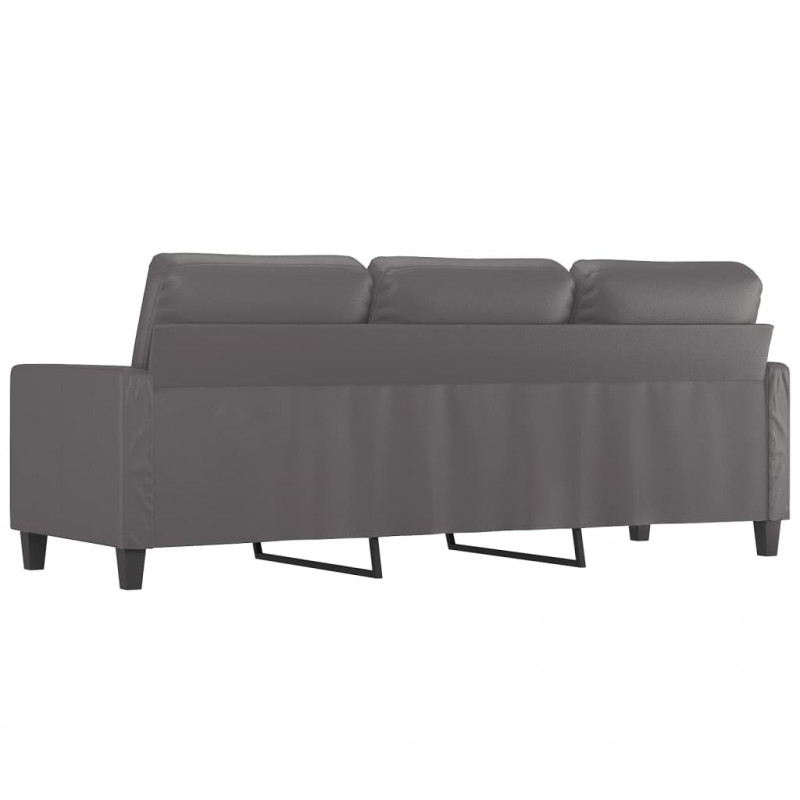 3-osobowa sofa, szara, 180 cm, sztuczna skóra