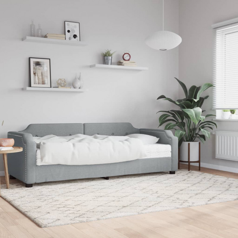 Sofa z materacem, jasnoszara, 90x190 cm, tkanina
