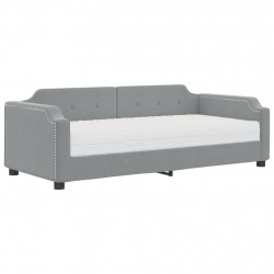 Sofa z materacem, jasnoszara, 90x190 cm, tkanina