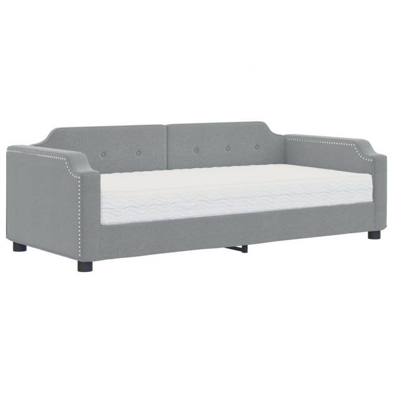 Sofa z materacem, jasnoszara, 90x190 cm, tkanina
