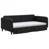 Sofa rozsuwana z szufladami, czarna, 100x200 cm, tkanina