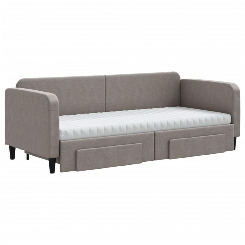 Sofa rozsuwana z szufladami, taupe, 80x200 cm, tkanina