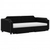 Sofa rozsuwana z szufladami, czarna, 80x200 cm, tkanina
