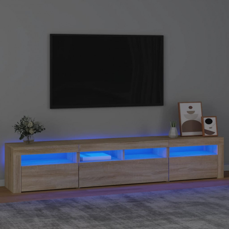 Szafka pod TV z oświetleniem LED, dąb sonoma, 210x35x40 cm