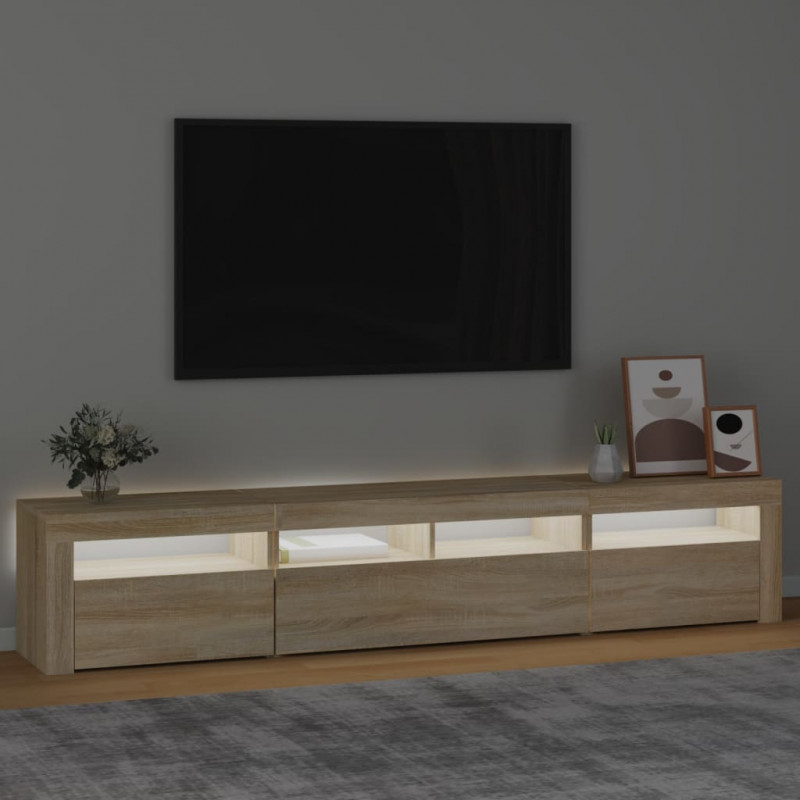 Szafka pod TV z oświetleniem LED, dąb sonoma, 210x35x40 cm