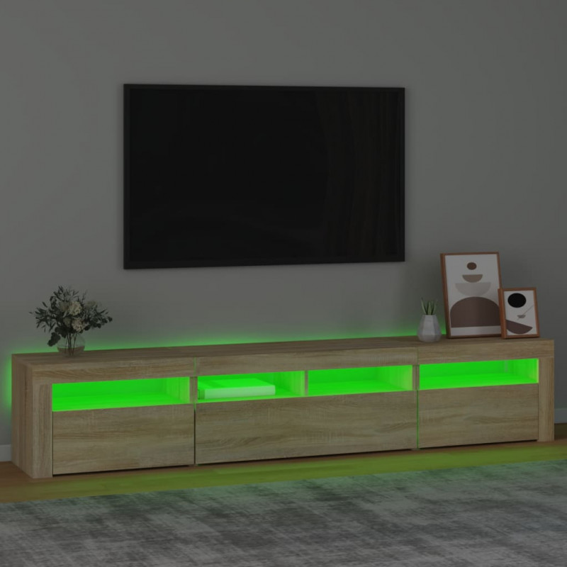 Szafka pod TV z oświetleniem LED, dąb sonoma, 210x35x40 cm