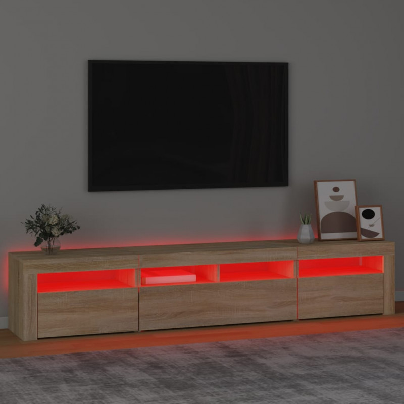 Szafka pod TV z oświetleniem LED, dąb sonoma, 210x35x40 cm
