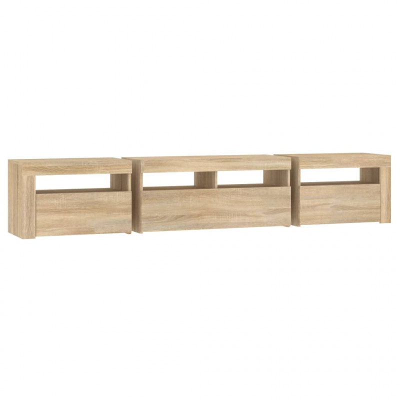 Szafka pod TV z oświetleniem LED, dąb sonoma, 210x35x40 cm