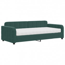 Sofa z materacem do spania, ciemnozielona, 90x200 cm, aksamit