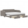 Sofa rozsuwana z szufladami, taupe, 90x200 cm, tkanina