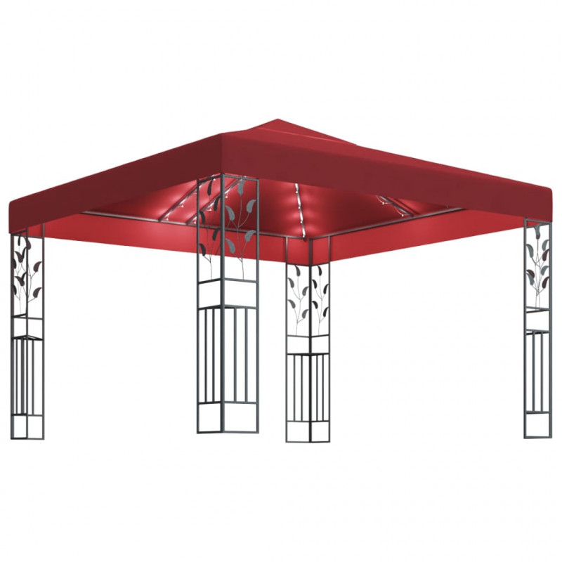 Altana ze sznurem lampek LED, 3x3 m, winna czerwień
