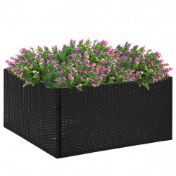Donica ogrodowa, czarna, 80x80x40 cm, rattan PE