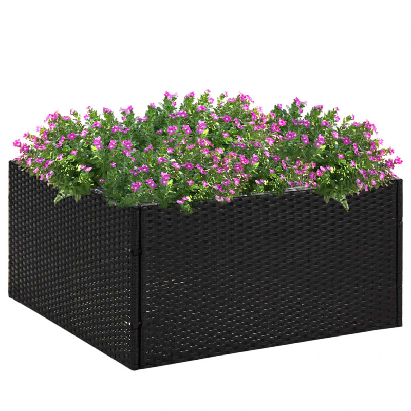 Donica ogrodowa, czarna, 80x80x40 cm, rattan PE