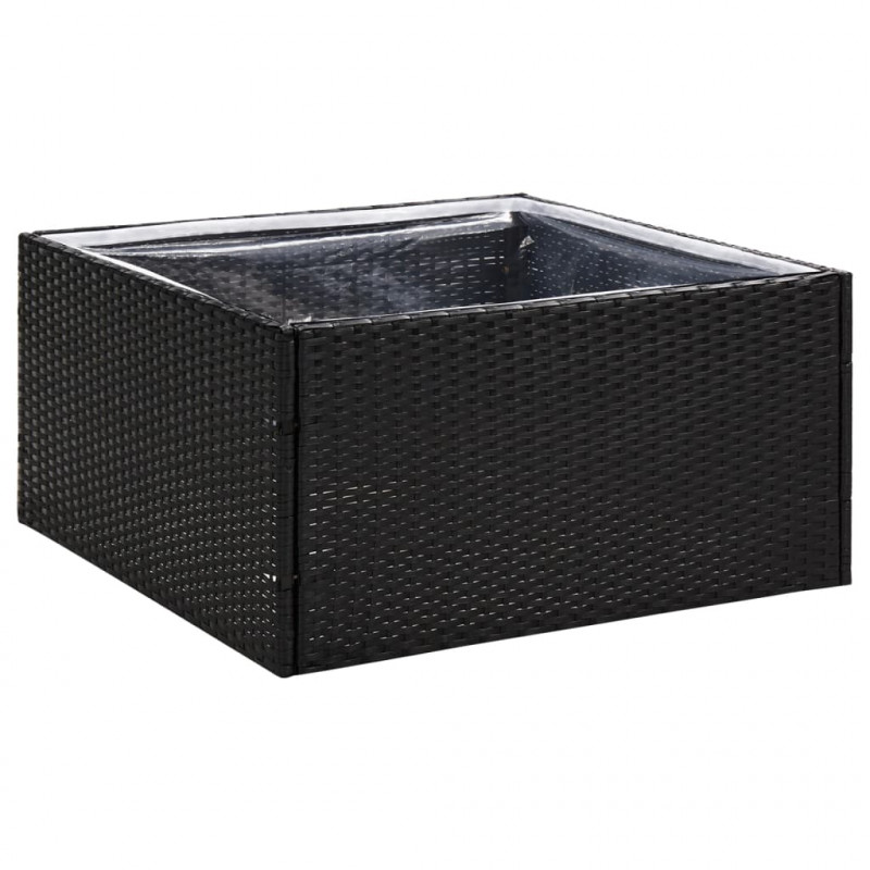 Donica ogrodowa, czarna, 80x80x40 cm, rattan PE