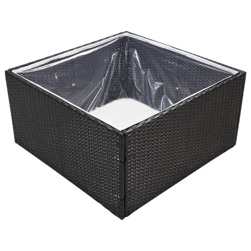 Donica ogrodowa, czarna, 80x80x40 cm, rattan PE