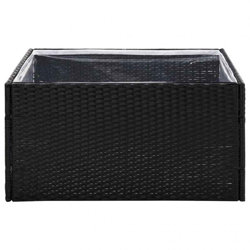 Donica ogrodowa, czarna, 80x80x40 cm, rattan PE